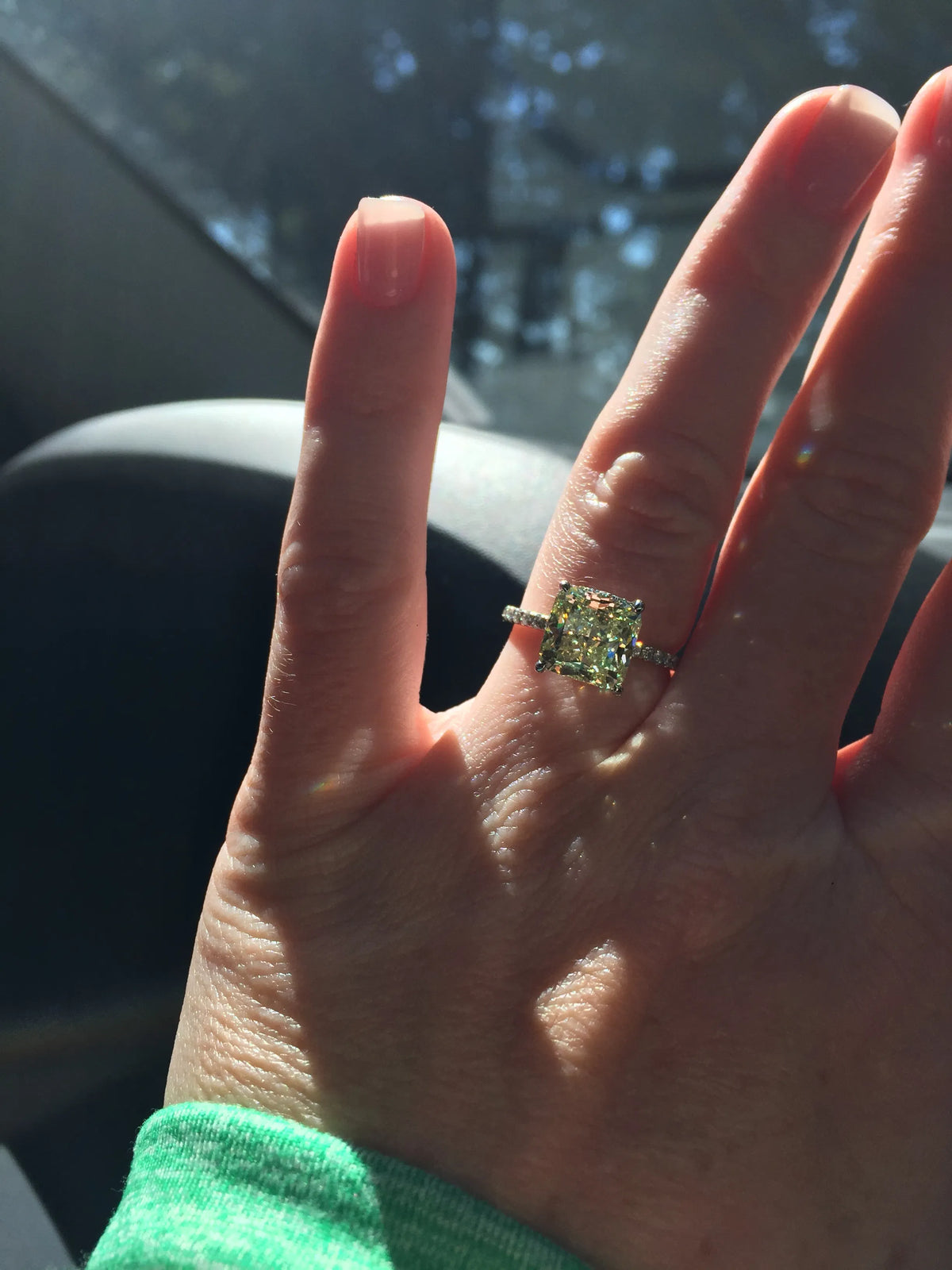 greenish yellow diamond engagement ring