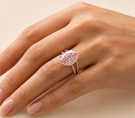 6.4 Carat Lab Grown Fancy Pink Diamond Ring